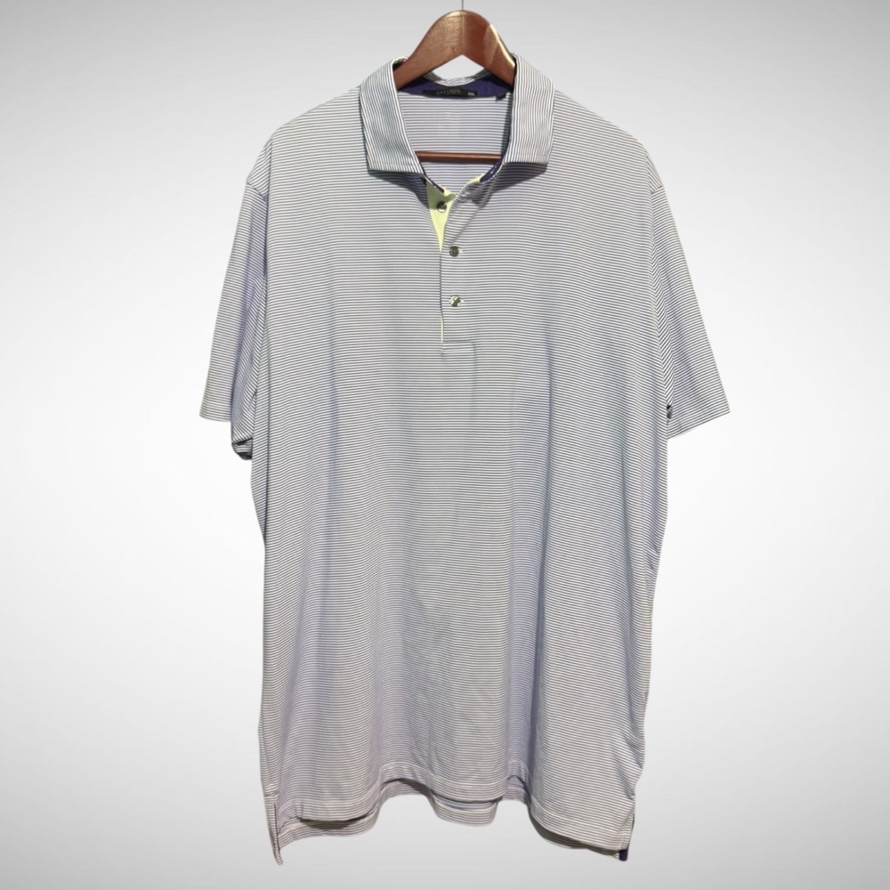 Greyson Shirt Mens 2XL Purple Stripe Short Sleeve Golf Polo Athletic Pickle Ball
